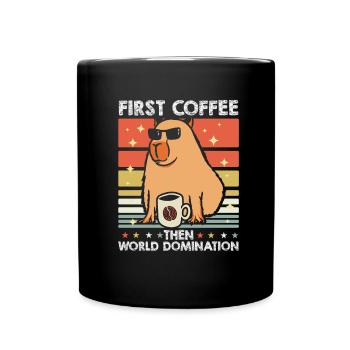 Capybara Wasserschwein Sonnenbrille Kaffee - Tasse einfarbig - Schwarz - Vorne