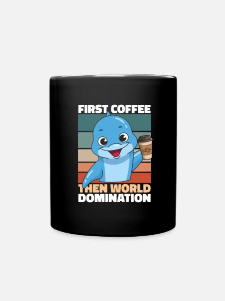 Delfin Delphin Kaffee - Tasse einfarbig - Schwarz