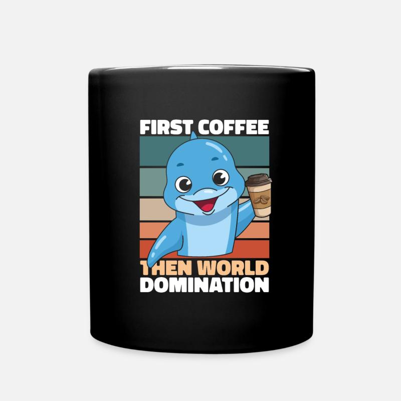 Delfin Delphin Kaffee - Tasse einfarbig - Schwarz