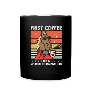 Pferd Reitsport Sonnenbrille Kaffee - Tasse einfarbig - Schwarz - Vorne