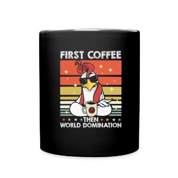 Hahn Gockel Kaffee Sonnenbrille - Tasse einfarbig - Schwarz - Vorne
