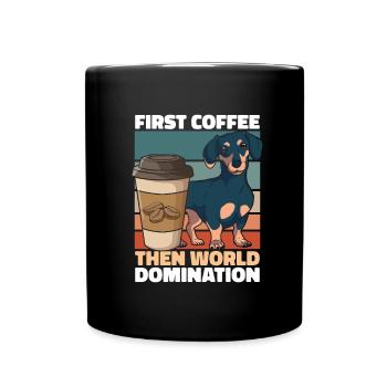 Dackel Dachshund Kaffee - Tasse einfarbig - Schwarz - Vorne