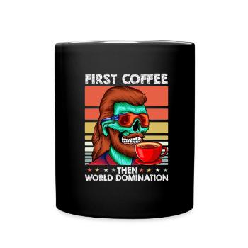 Vokuhila Skull Coffee - Full Colour Mug - black - Front