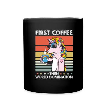 Einhorn Unicorn Kaffee Sonnenbrille - Tasse einfarbig - Schwarz - Vorne