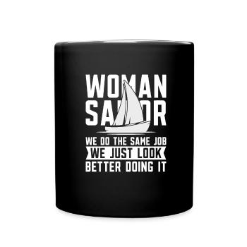 Voilier à voile drôle - Mug uni - noir - Devant