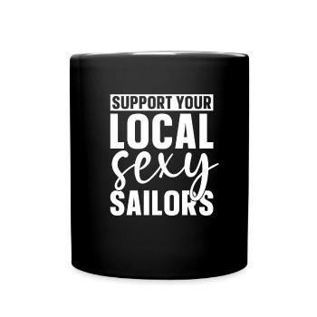 Voilier à voile drôle - Mug uni - noir - Devant