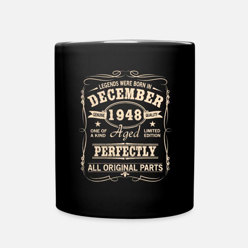 Vintage December 1948 Birthday - Full Colour Mug - black