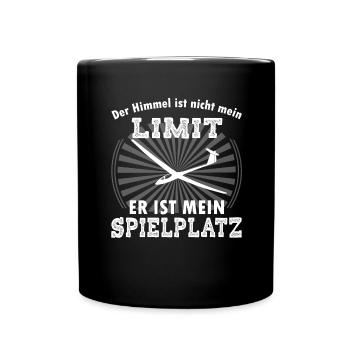 Der Himmel ist nicht mein Limit Segelflugzeug - Tasse einfarbig - Schwarz - Vorne