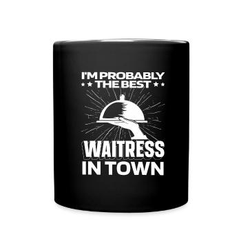 Kellner Kellnerin Lustig - Tasse einfarbig - Schwarz - Vorne