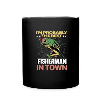 Angler Fishing Bass - Full Colour Mug - black - Front