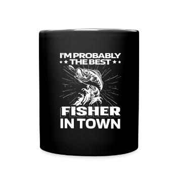 Angler Fishing Bass - Full Colour Mug - black - Front