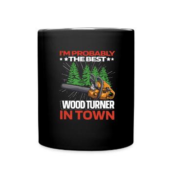 Woodturning Turner Funny - Full Colour Mug - black - Front