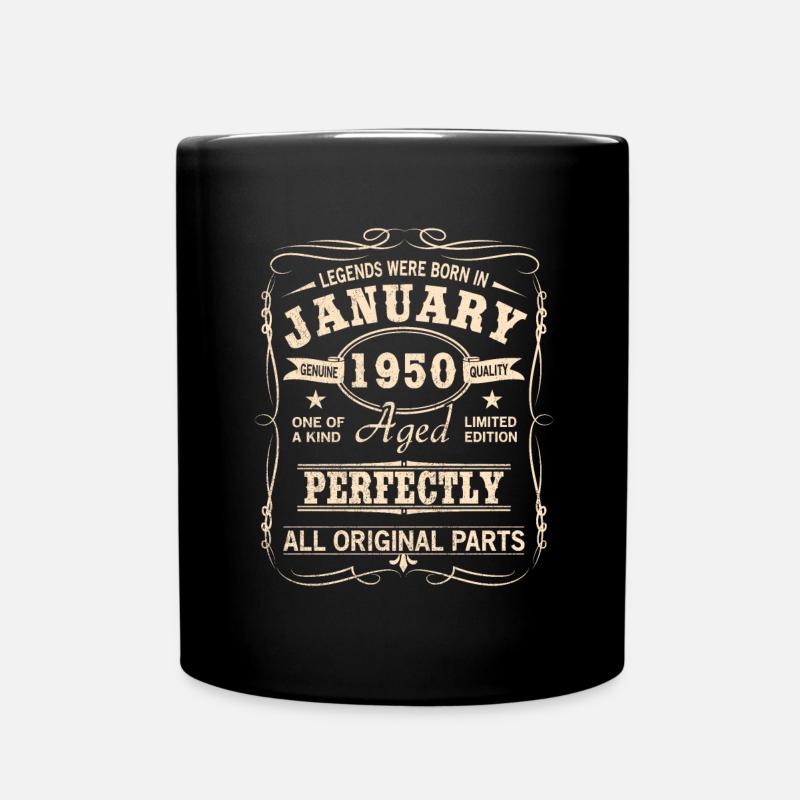 Vintage January January 1950 Birthday - Full Colour Mug - black