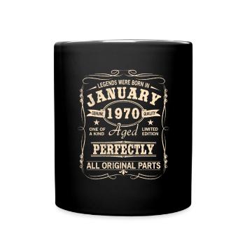 Millésime Janvier Janvier 1970 Anniversaire - Mug uni - noir - Devant