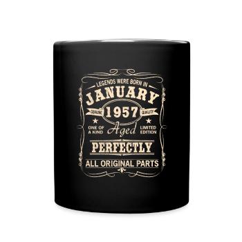 Vintage January January 1957 Birthday - Full Colour Mug - black - Front