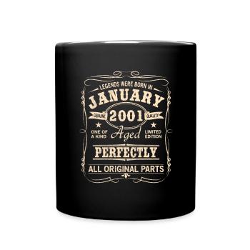 Vintage January January 2001 Birthday - Full Colour Mug - black - Front