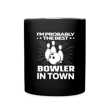 Bowling Bowlen Bowler Lustig - Tasse einfarbig - Schwarz - Vorne