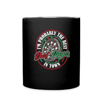Dart Dartspieler Ziel - Tasse einfarbig - Schwarz - Vorne