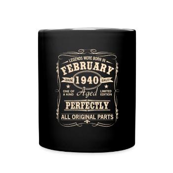 Vintage Februar 1940 Geburtstag - Tasse einfarbig - Schwarz - Vorne