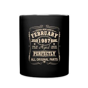 Vintage February 1987 Birthday - Full Colour Mug - black - Front