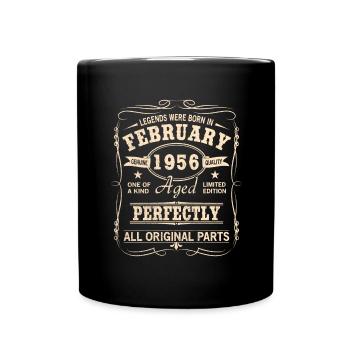 Vintage Februar 1956 Geburtstag - Tasse einfarbig - Schwarz - Vorne