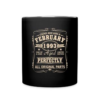 Vintage Februar 1993 Geburtstag - Tasse einfarbig - Schwarz - Vorne