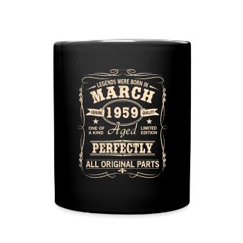 Vintage March 1959 Birthday - Full Colour Mug - black - Front