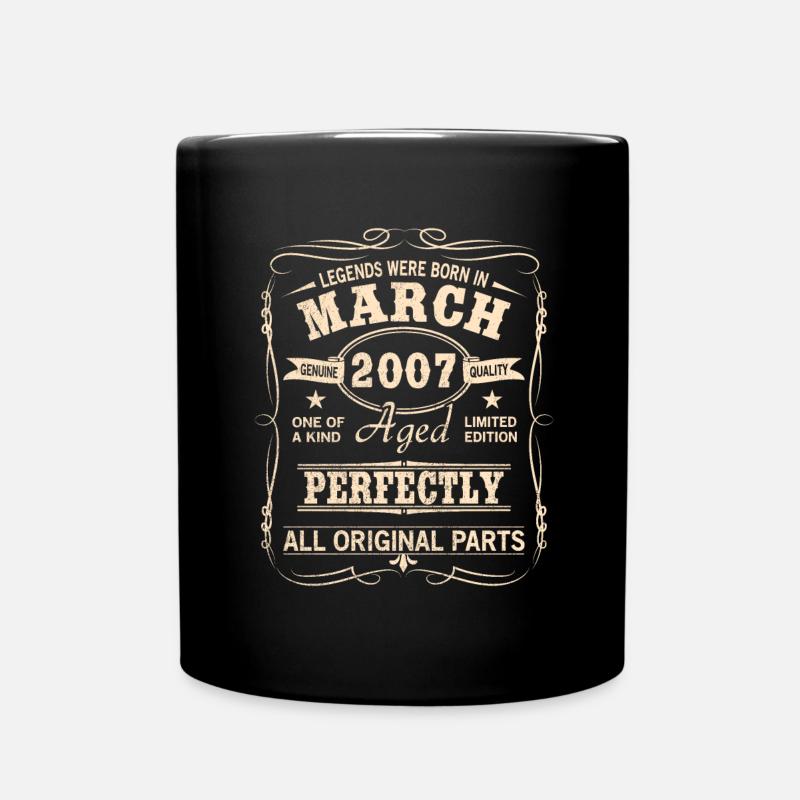 Vintage März 2007 Geburtstag - Tasse einfarbig - Schwarz