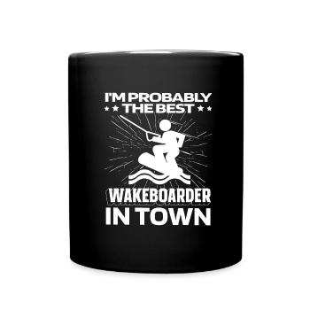 Wakeboard Wakeboarder Witzig - Tasse einfarbig - Schwarz - Vorne
