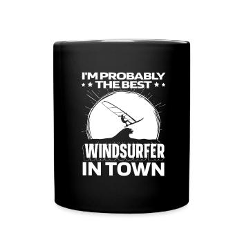 Windsurfen Windsurfer Lustig - Tasse einfarbig - Schwarz - Vorne