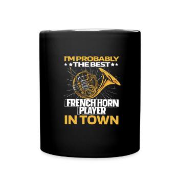 Hornist French Horn Lustig - Tasse einfarbig - Schwarz - Vorne