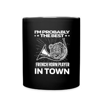 Hornist French Horn Lustig - Tasse einfarbig - Schwarz - Vorne