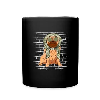 Pug Dog Sunglasses Scarf - Full Colour Mug - black - Front