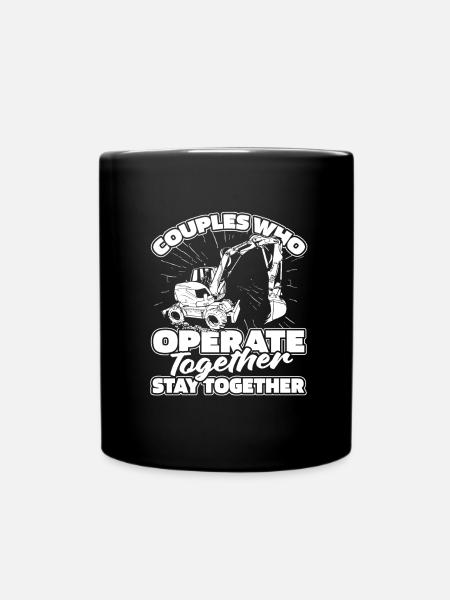 Baggerfahrer Paar - Tasse einfarbig - Schwarz