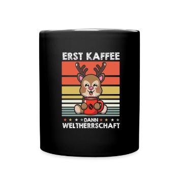 Hirsch Kaffee - Tasse einfarbig - Schwarz - Vorne