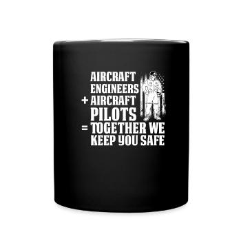 Flugzeug Mechaniker Lustig - Tasse einfarbig - Schwarz - Vorne