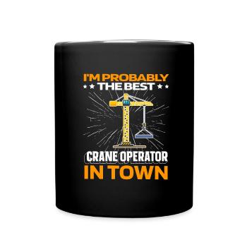 Kranfahrer Kranführer - Tasse einfarbig - Schwarz - Vorne