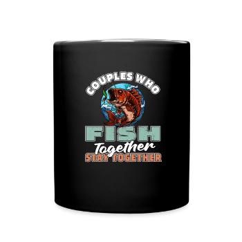 Couple de pêcheurs à la ligne - Mug uni - noir - Devant