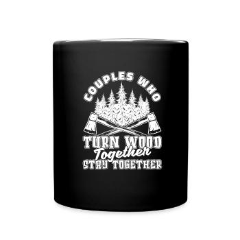Woodturning Turner Pair - Full Colour Mug - black - Front