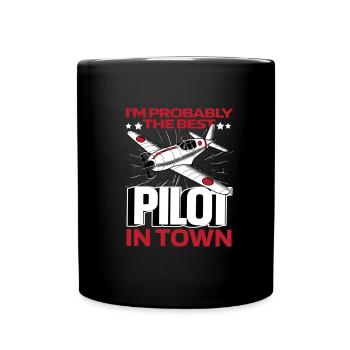 Flugzeug Pilot Lustig - Tasse einfarbig - Schwarz - Vorne