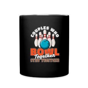 Bowling Bowlen Bowler Paar - Tasse einfarbig - Schwarz - Vorne