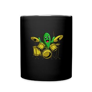 Schlagzeug Drummer Schlagzeuger Kaktus - Tasse einfarbig - Schwarz - Vorne