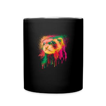 Frettchen Iltis Wasserkunst - Tasse einfarbig - Schwarz - Vorne