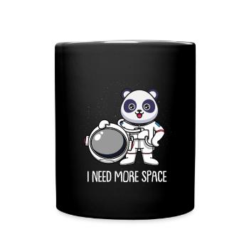 Großer Panda Pandabär Astronaut - Tasse einfarbig - Schwarz - Vorne
