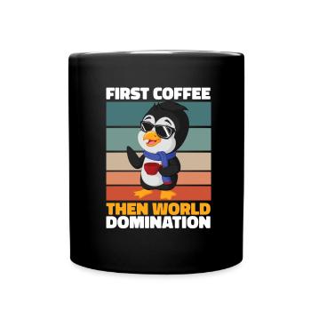 Pinguin Kaffee - Tasse einfarbig - Schwarz - Vorne