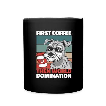 Schnauzer Hund Kaffee Sonnenbrille - Tasse einfarbig - Schwarz - Vorne