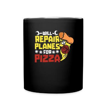 Flugzeug Mechaniker Pizza - Tasse einfarbig - Schwarz - Vorne