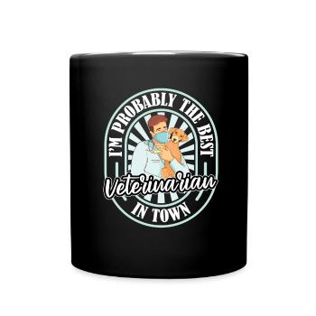 Tierarzthelferin Humor - Tasse einfarbig - Schwarz - Vorne
