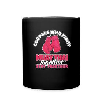Muay Thai Thaiboxen Paar - Tasse einfarbig - Schwarz - Vorne