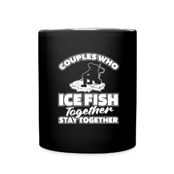 Eisfischen Eisangeln Paar - Tasse einfarbig - Schwarz - Vorne